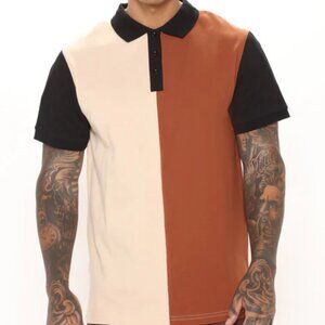 FASHION NOVA MEN 'Half And Half' Short Sleeve Polo, Size XL, NwT